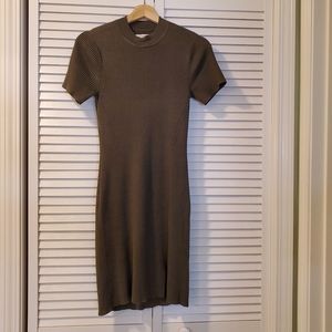 Abercrombie & Fitch Mock Neck Knit Sweater Dress Olive XS